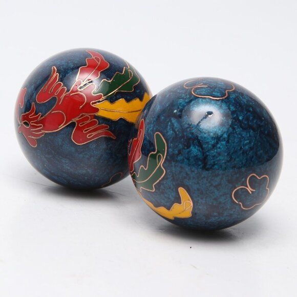 Chinese Baoding Balls Metal Meditation Health Relaxation Soothing Hand Blue Red - Picture 8 of 10
